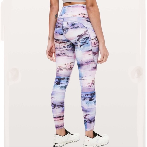Lululemon Leggings 4 Fast & Free 7/8 Tight II Purple Sunrise Pink Small running - Picture 13 of 15